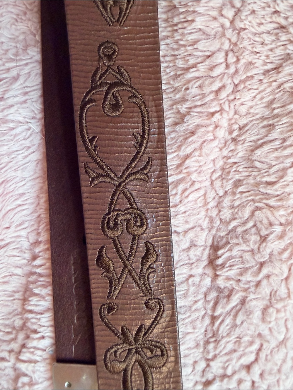 Nocona Brown Leather Western Belt w. Crystal Buckle | Embroidered | Med | NWOT - Picture 7 of 8